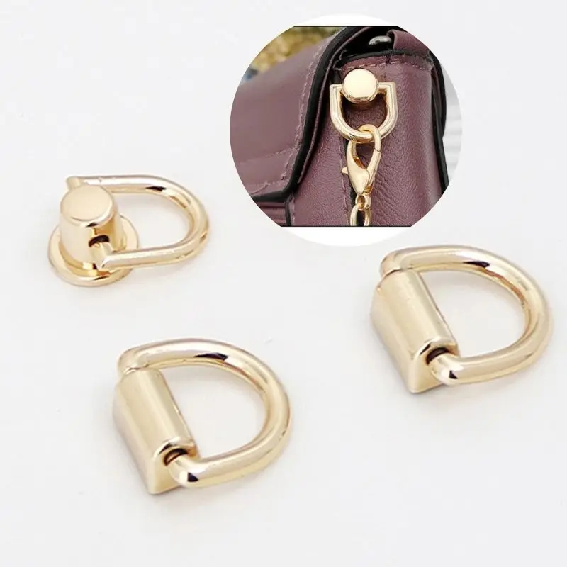 

D Metal Ring Bag Strap Belt Hanger Bag Side Clip Buckles Bag Strap Handbag Chain D Rivet With Ring Screw Belt Hanger Bag Buckles