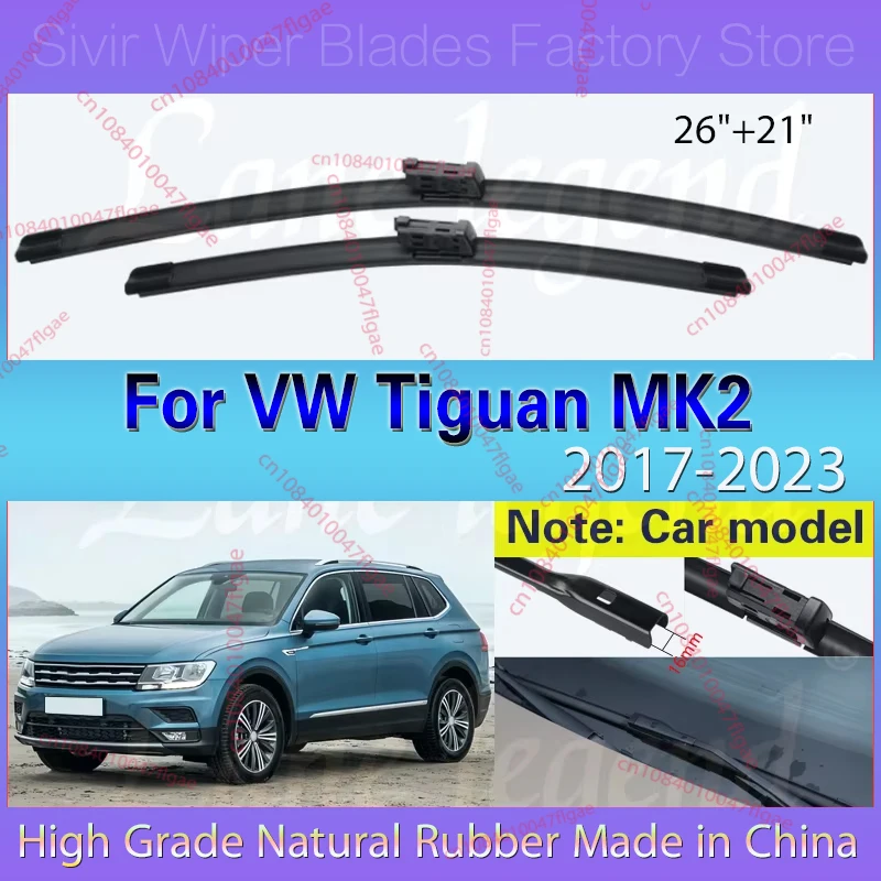 

Car Wiper Blade Front Window Windshield Rubber Refill Wipers For VW Volkswagen Tiguan MK2 2017 - 2023 26"+21" Car Accessories