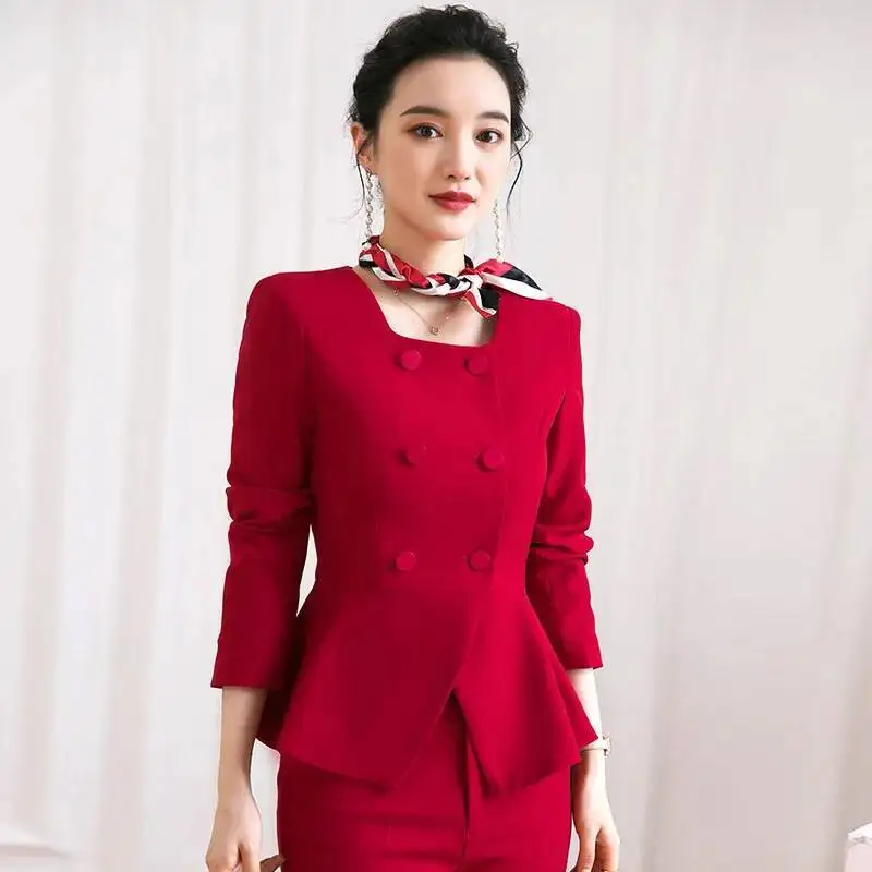 Elegant Women Business Work Wear Blazers Professional OL Styles Suits with Pants and Jackets Coat Spring Autumn Pantsuits
