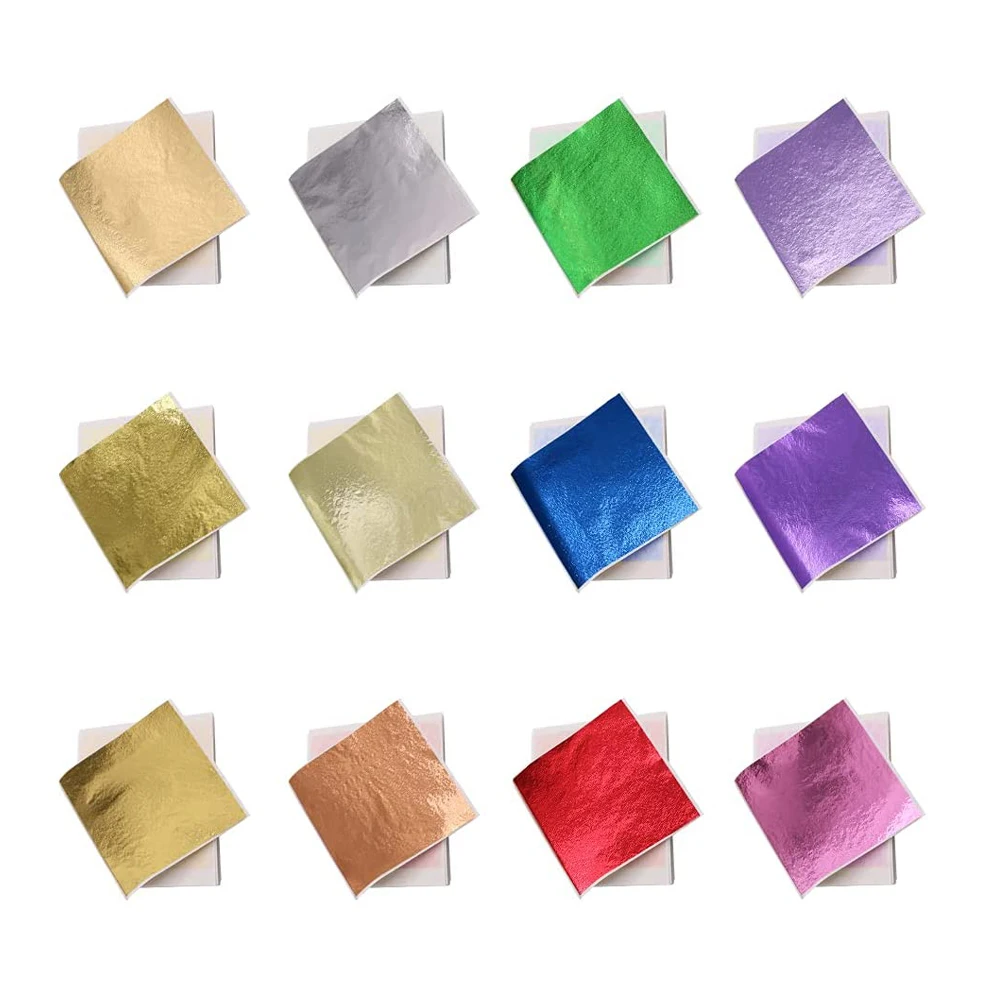 10 Pack Gold Foil Paper Assorted Colors DIY Nail Gold Foil Painting Gold Foil Paper Resin Decoration Gold Plated Furniture