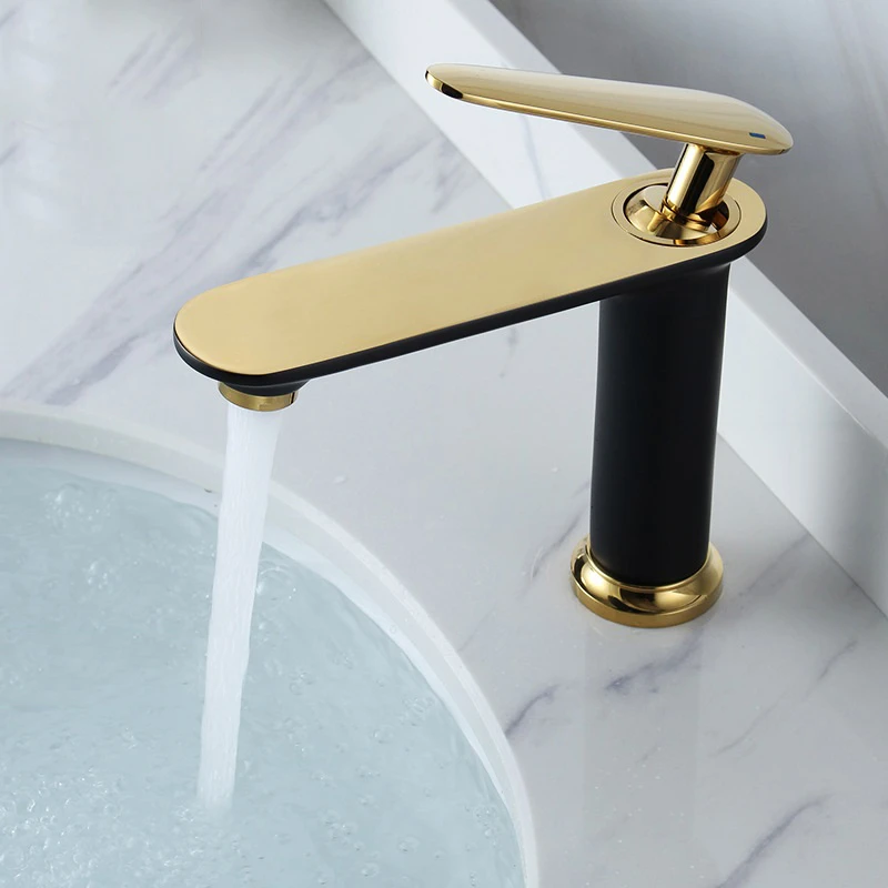 All copper washbasin faucet, cold and hot, European style light luxury and simple bathroom washbasin faucet