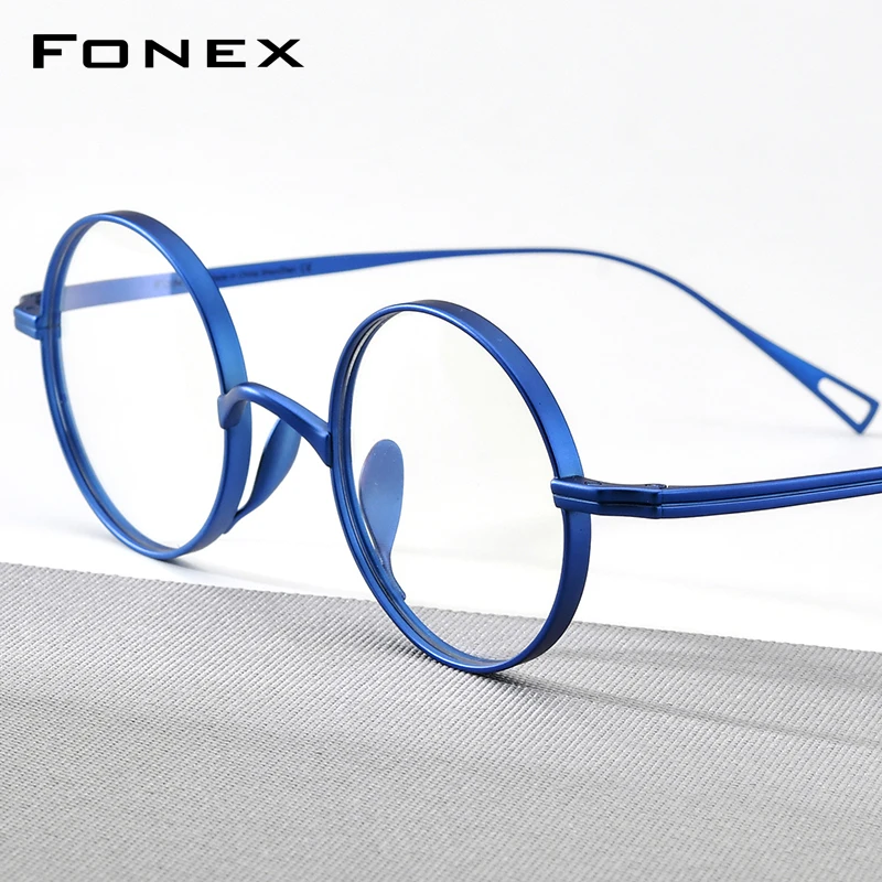 FONEX Pure Titanium Eyeglasses Frame Men Brand Design Round Glasses Women Retro Vintage Japanese High Quality Eyewear 85644