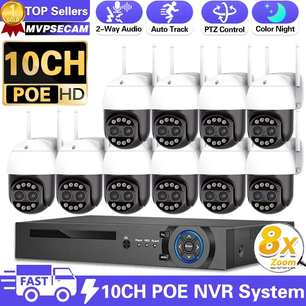 POE NVR Kit Security Waterproof Outdoor Color Night Vision Video Surveillance 8MP Outdoor IP 8X Camera CCTV P2P Surveillance Set