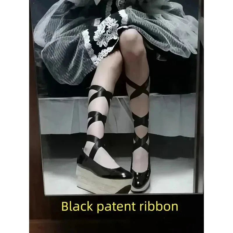 

♥2026 New Halloween Costume Cosplay Womens Platform High Heel Pumps Sandals Cross-straps Lolita Creepers Japanese Harajuku R ★★★