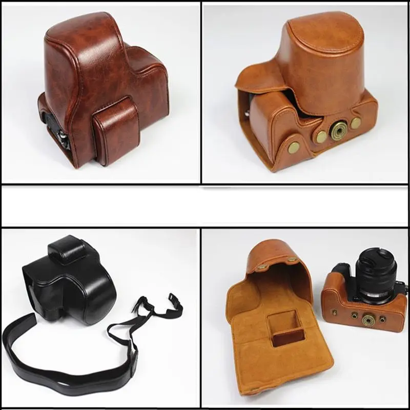 PU Leather Case Camera Video Bag Full Body Cover for Fujifilm Fuji X-S10 XS10 15-45mm Lens Protective Shell with Shoulder Strap