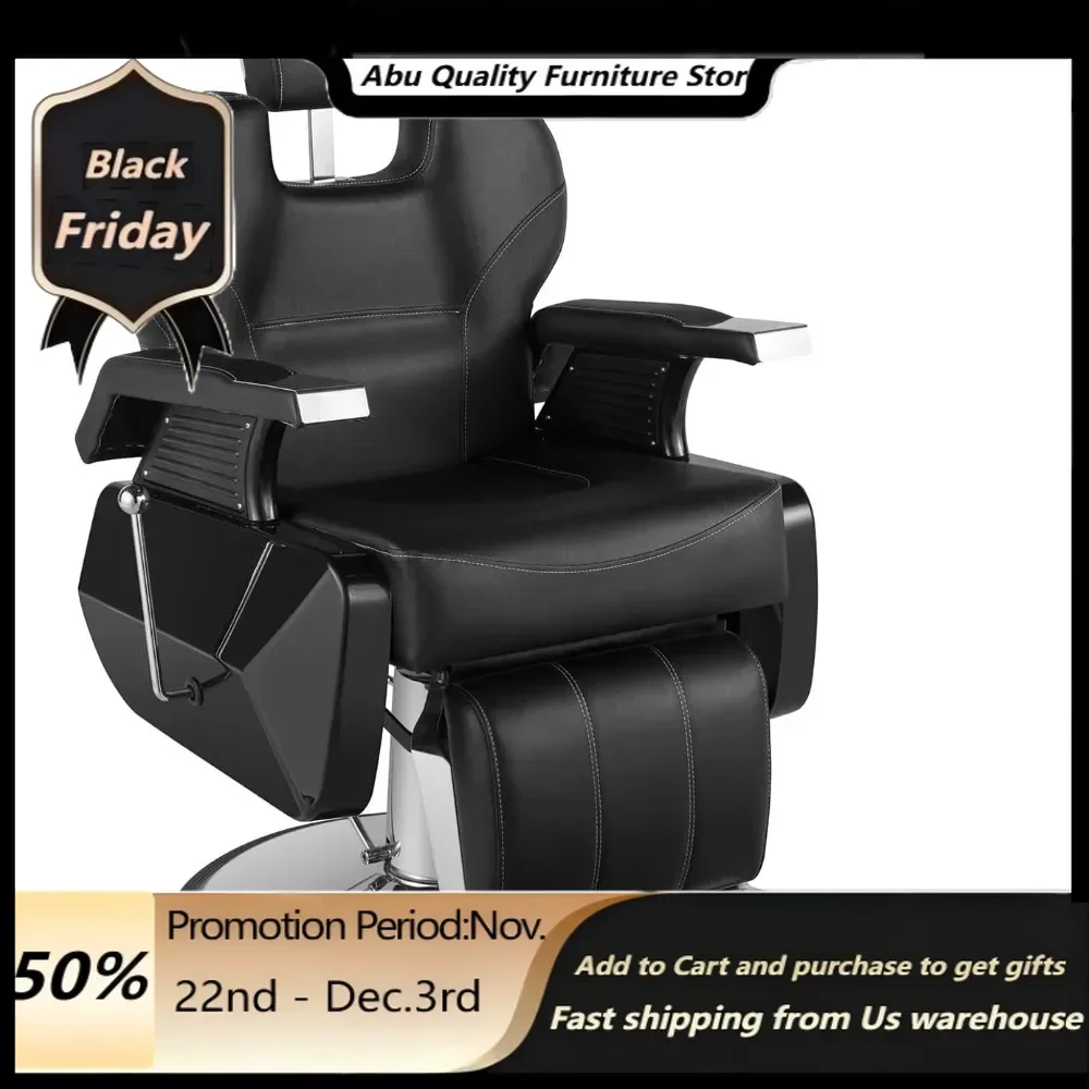 Barber Chairs.Black Barber Chair All Purpose Heavy Duty Hydraulic Pump Salon Chair Recline 360 Degree Swivel Hairdresser Chair