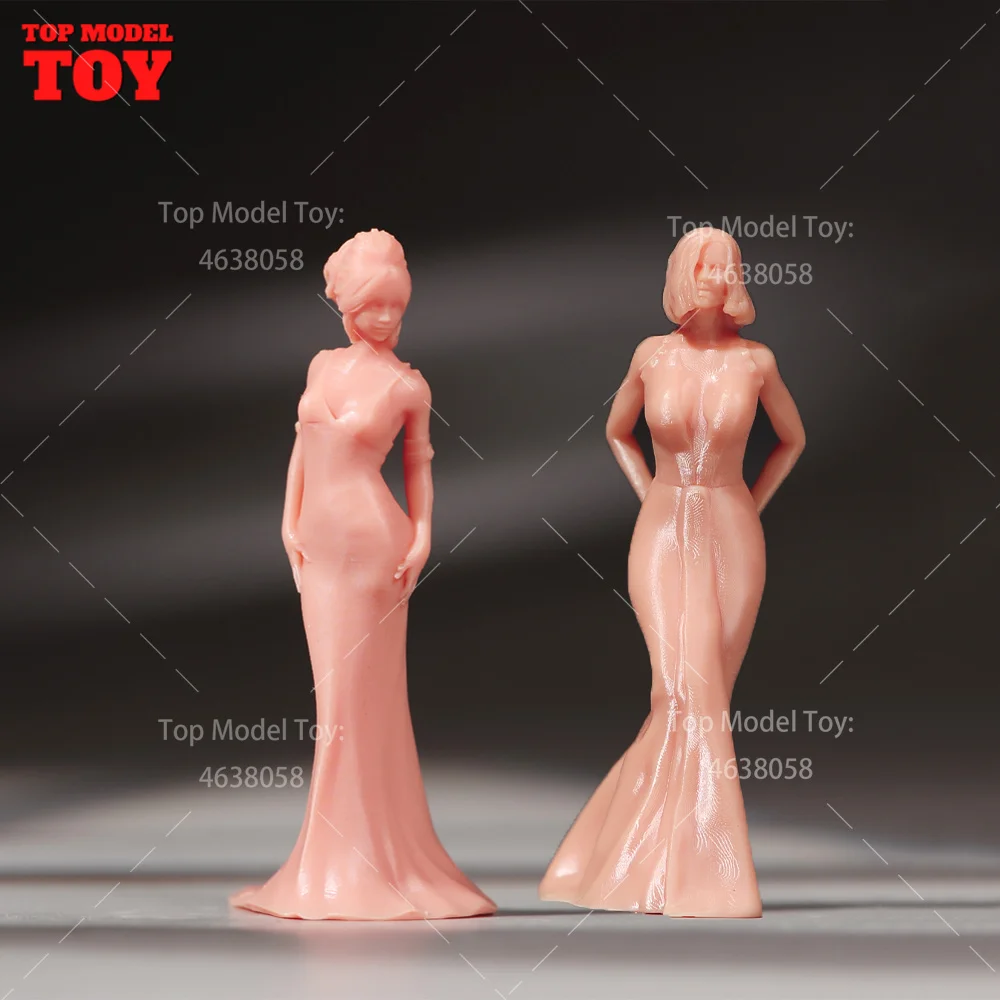 Geschilderde Miniaturen 1/64 1/87 1/43 1/18 1/24 Dragen Avondjurk Meisje Vrouwelijke Scène Figuur Accessoire Ongeverfd Model Voor Versieren