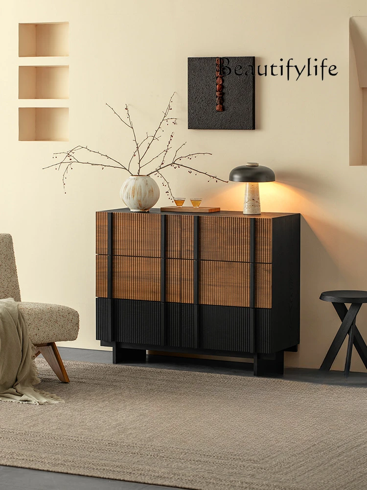 

Nordic medieval furniture solid wood locker living room bedroom combination storage cabinet wabi sandy wind simple