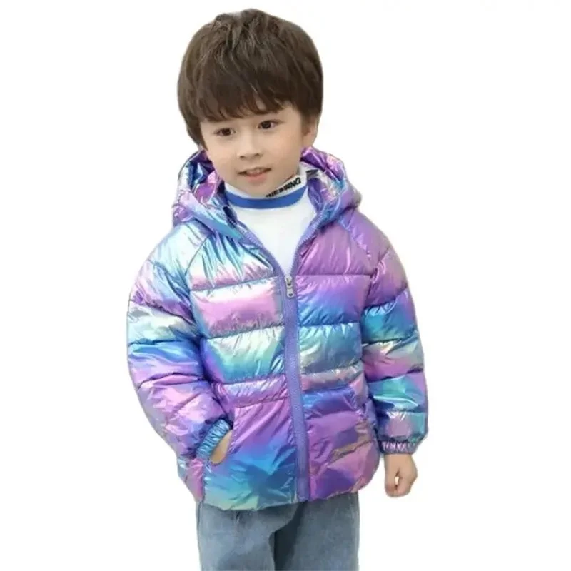 1-6Yrs Kids Boys Girls Down Cotton-Padded Jackets Autumn Winter Letter Print Sports Outwear Children Winter Warm Colorful Coat