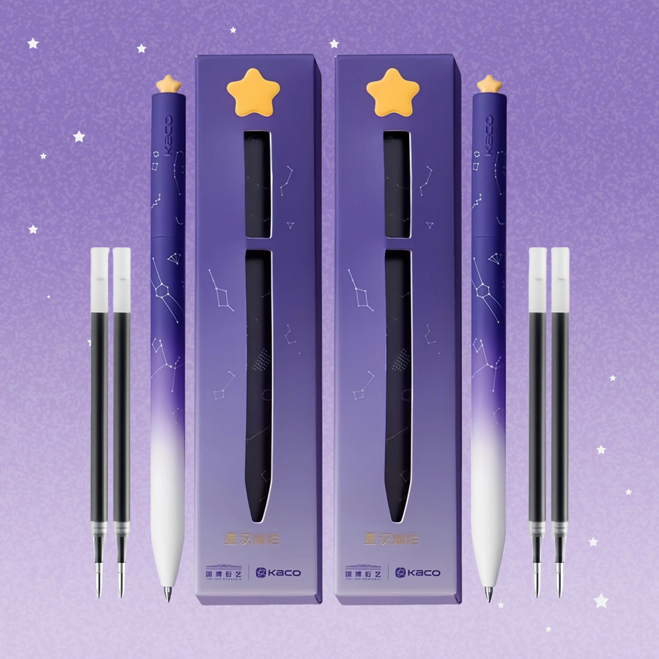 

2 Boxes of Rotatable Star Pens, Including 4 Refills, Creative Gel Pens, Fun Gel Pen Set, Suitable for Gifting