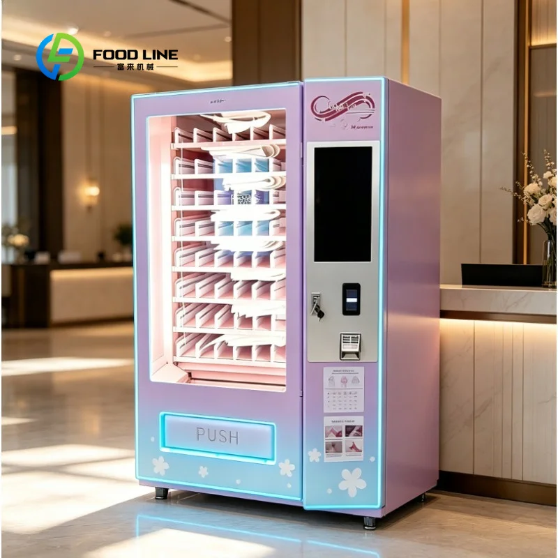 Commercial Custom Pink Touch Screen Vending Machine for Hair Lashes Facial Masks Cosmetic Retail Salon Business
