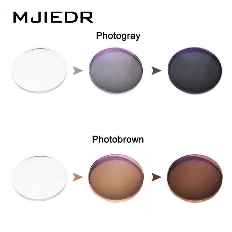 

MJIEDR 1.61 Index Aspheric Photochromic Sun Lenses Sun with Degree Single vision lens Photogray Photobrown Presbyopia