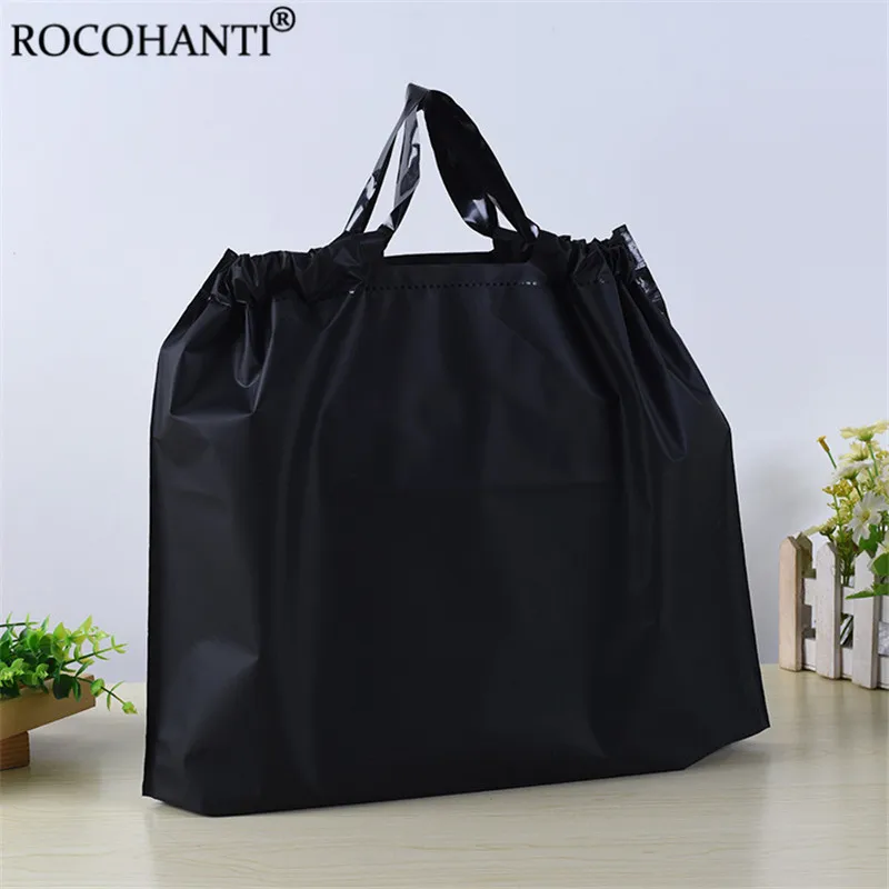 

50X Promotional Logo Printed Packaging shopping 2020 PE plastic tote bag custom with soft loop handle