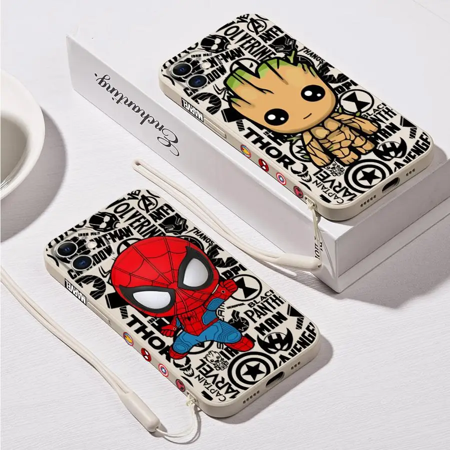 Marvel Groot Spiderman Phone Case for Apple iPhone 15 16 Pro XS Max 13 14 Plus XR SE 7 8 12 11 Pro plus Matte