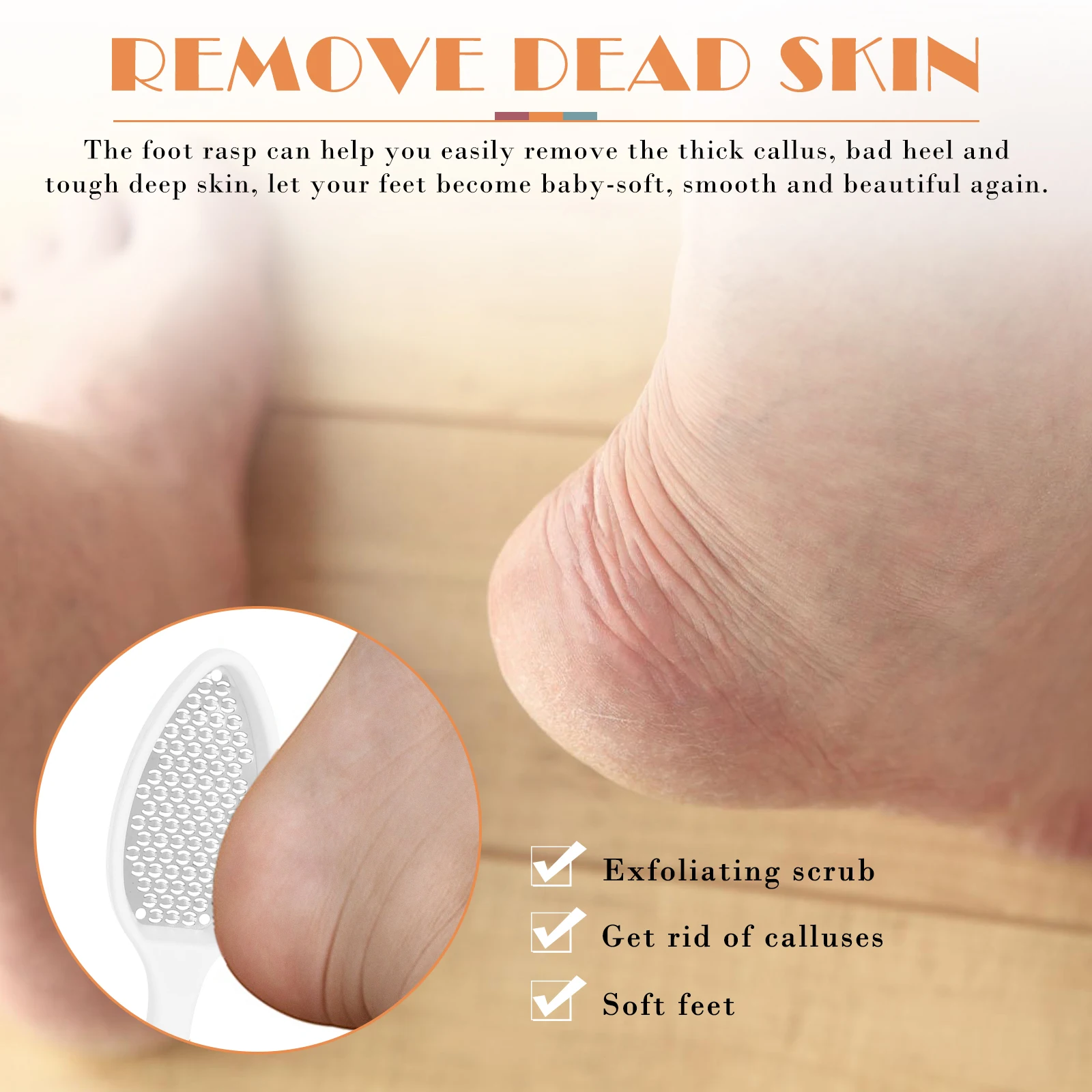 

2Pcs Foot File Callus Remover Ergonomic Comfortable Pedicure ABS 304Steel Use Hanging Dead Skin Rasp Hard Nail Care Tools