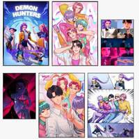 Hot Movie K-pop D-Demon Hunters Poster HD art sticky wall waterproof home living room bedroom bar aesthetic decoration