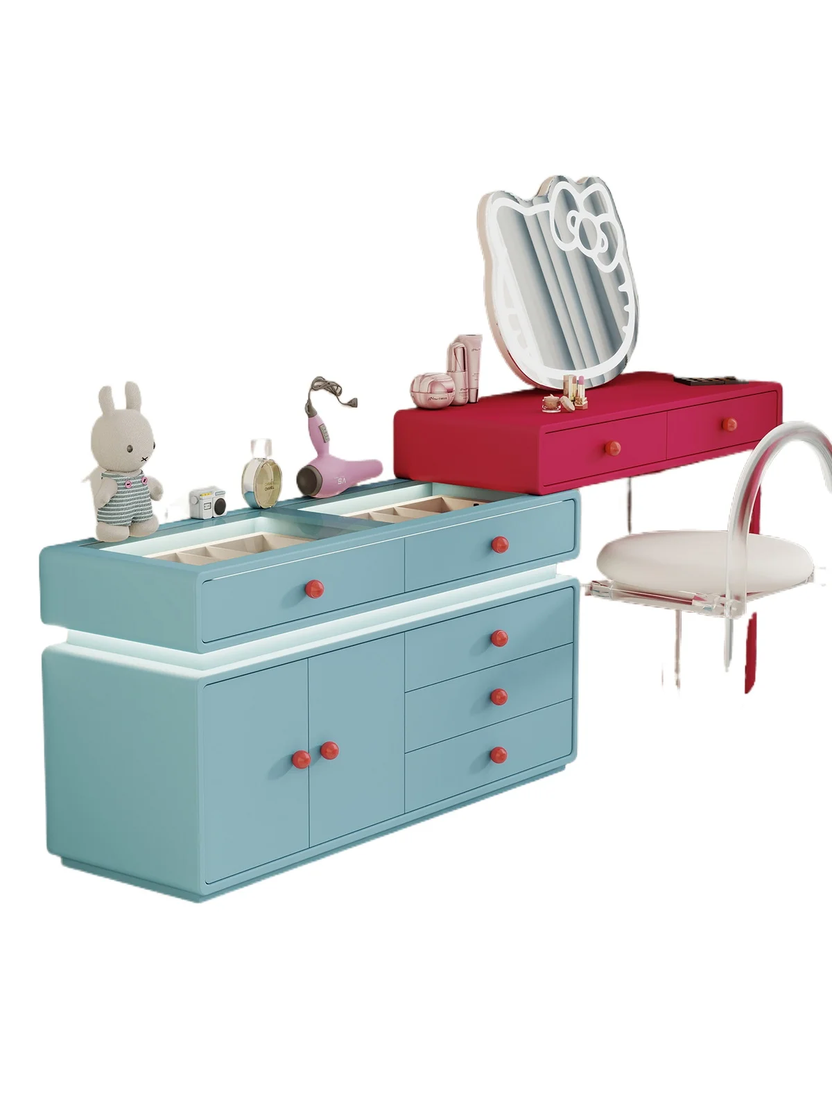 

French smart dresser chest multi-functional bedroom modern simple makeup table dresser integrated