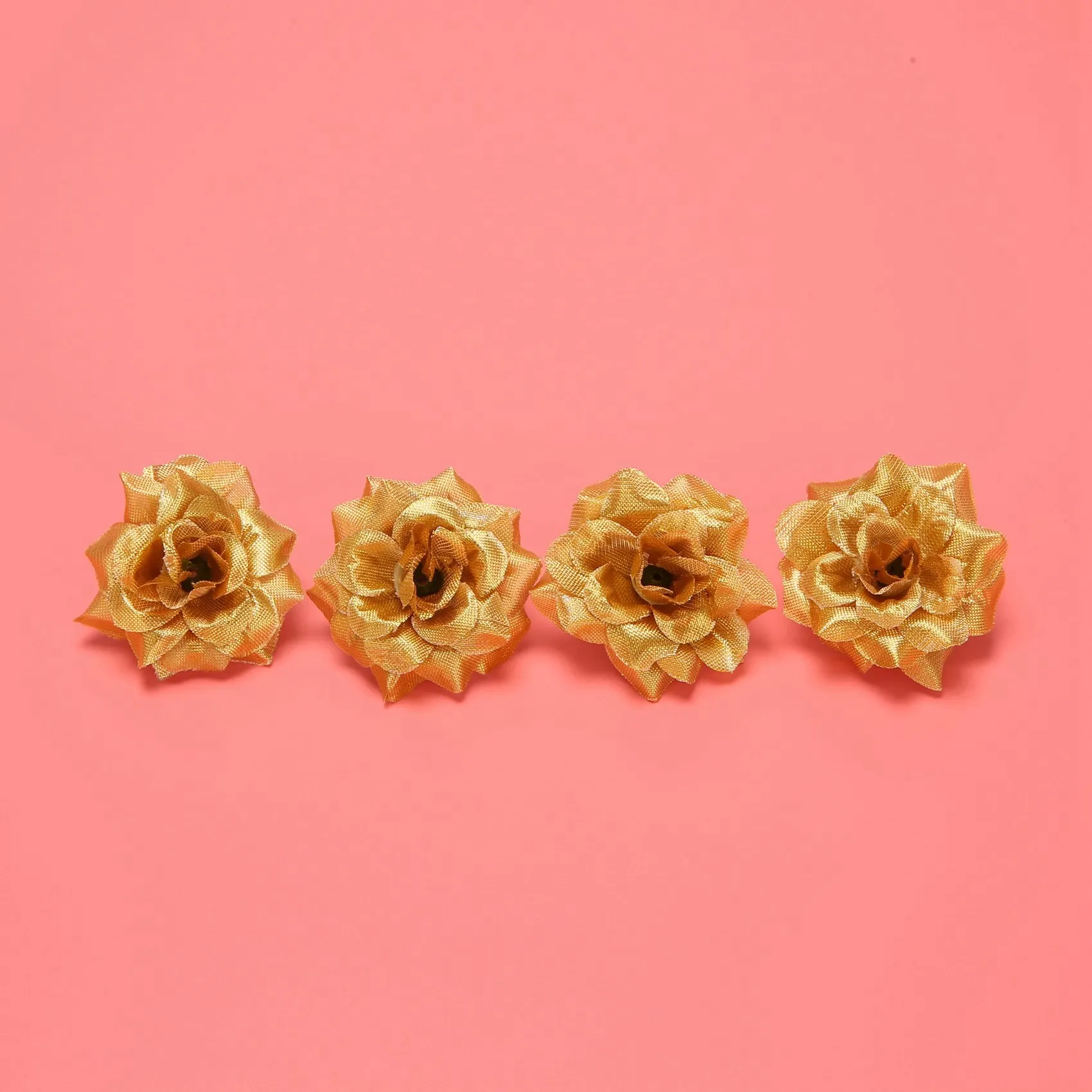BHBD-150 Pcs Silk Roses Artificial Wedding Clips Wedding Decoration Flower Head (Golden)