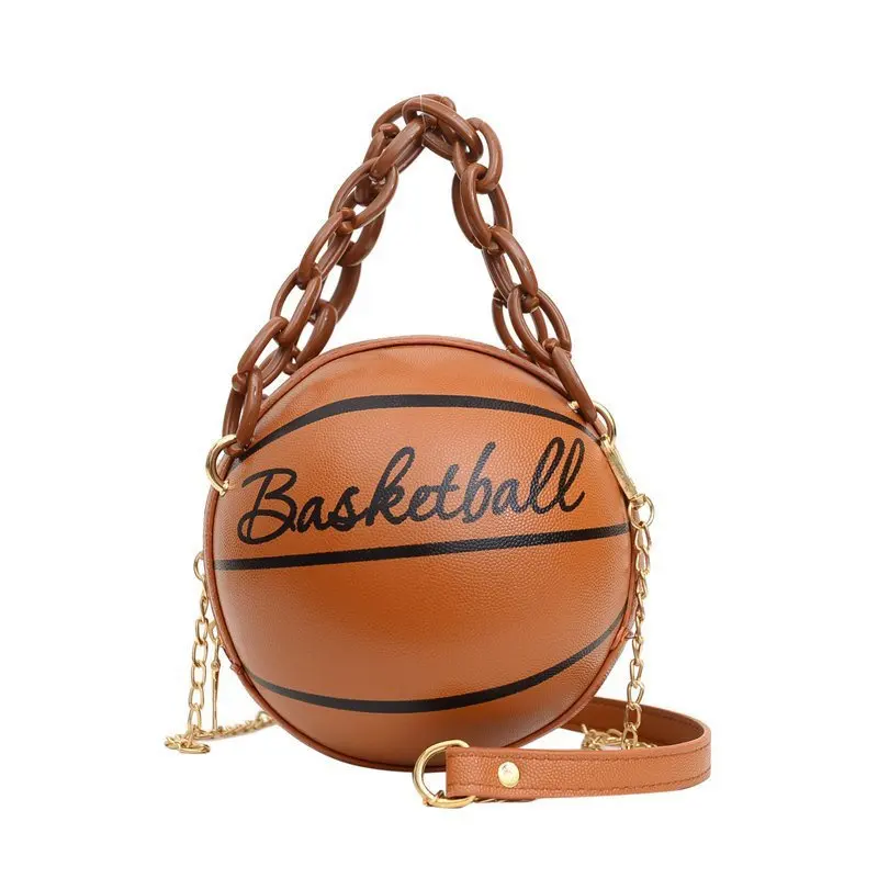 Personalized Round Ball Bag 2024 New Women's Bag Chain Basketball purse Bag Versatile Ins Crossbody Bag Cosmetic storage