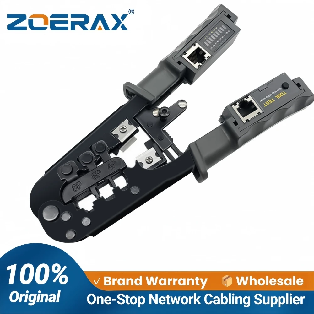 ZoeRax [Alle in Einem Kabel Tester Crimper] für RJ45 RJ12 RJ11 Modular Stecker Netzwerk Anschlüsse Streifen Cut Test und Crimp Werkzeug