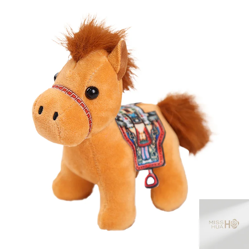 Enjoyable 10CM Mini Horse Plush Toy Keychain, Unique Stuffed Doll, Children's Bag Decor, Charming Zodiac Horse Gift.