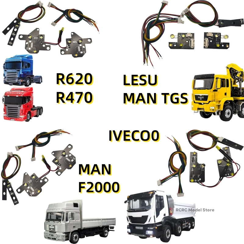 

1/14 радиоуправляемый игрушечный грузовик, светодиодные фары с задними фонарями для Tamiya 1/14 RC Tractor R620 R470 LESU MAN TGS JXMODEL MAN F2000 для IVECO