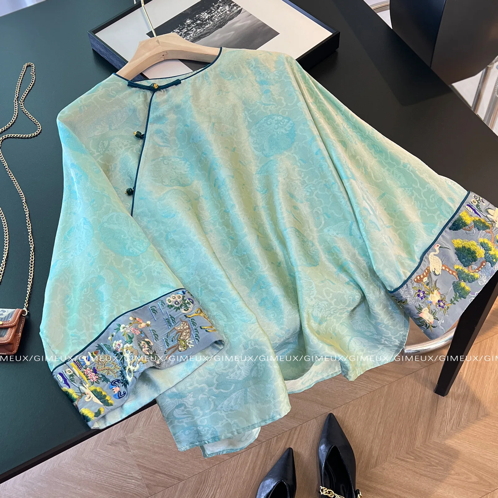 High Quality Chinese Shirt Women Autumn Mid-Sleeve Tang Suit Clothes