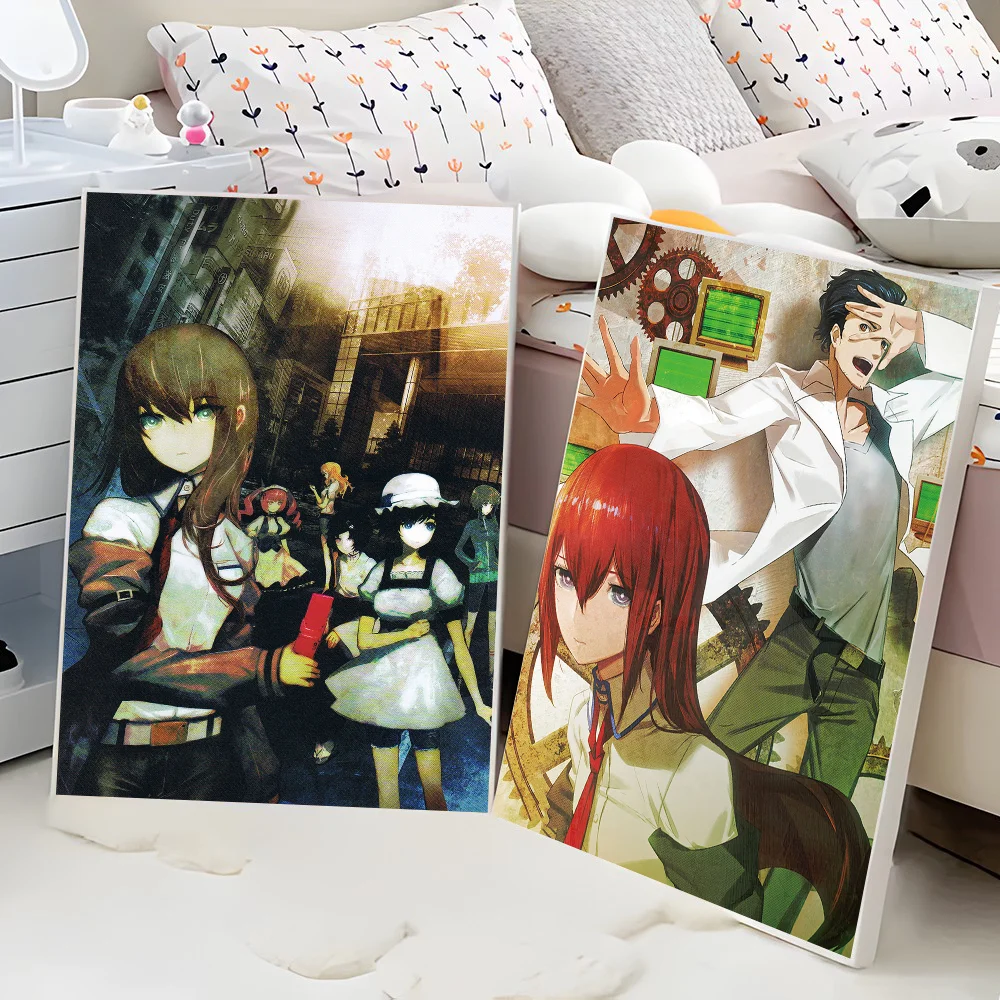 Classic Anime Steins Gate Movie Sticky Posters Vintage Room Home Bar Cafe Decor Room Wall Decor