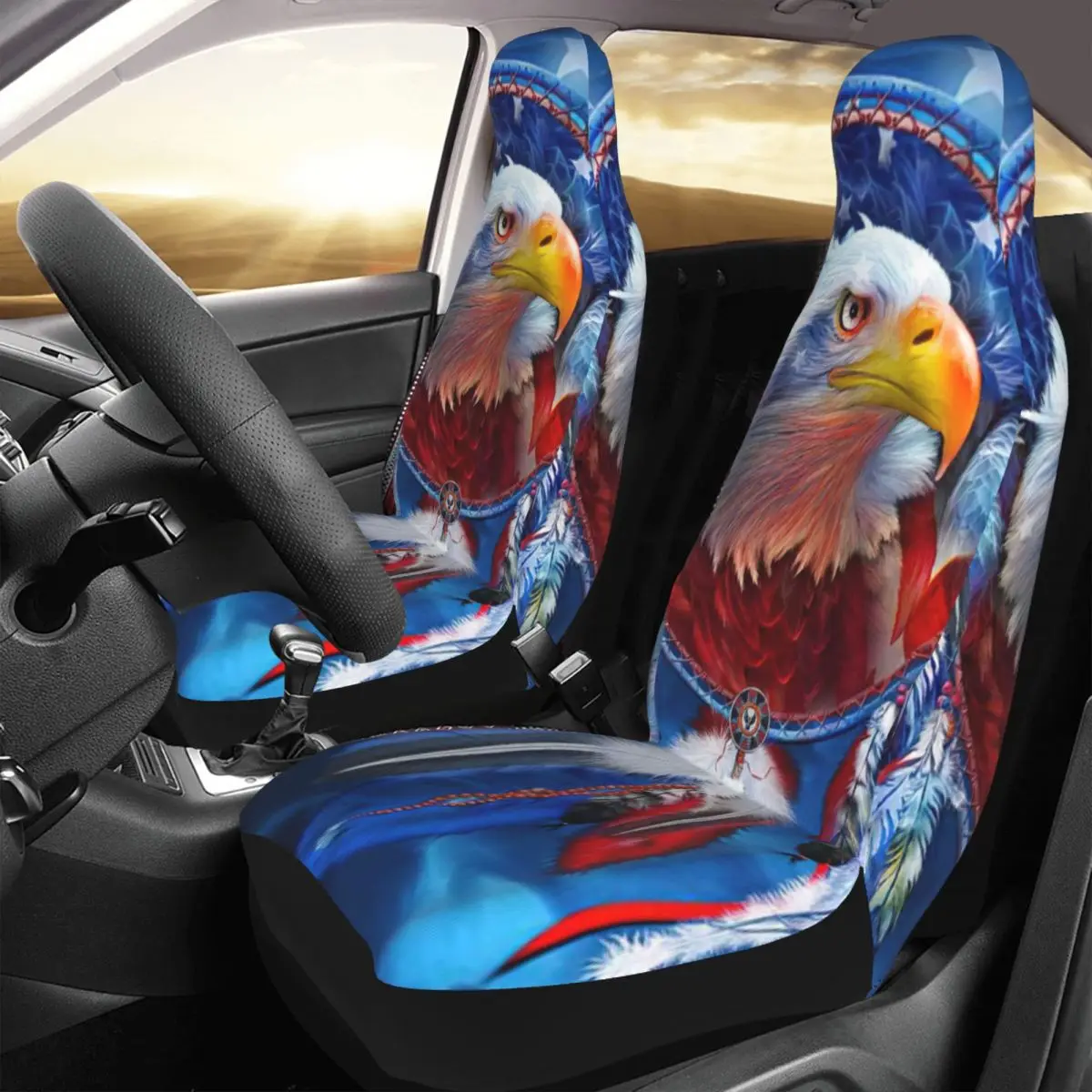 

Eagle United States Car Seat Cover Custom Printing Universal Front Protector Accessories Cushion Set