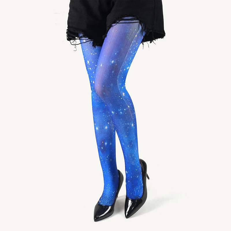 Starry Sky Printing Women's Pantyhose Blue Night Sky Sexy Girl's Leggings Gothic Female Stocking Tights Thin Sunscreen Socks