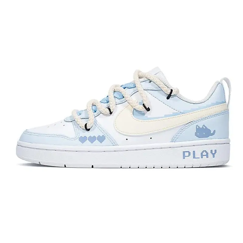 

[Нестандартный стиль Pixel Little Fox Girl] Низкие женские туфли для скейтборда Nike Low 2, бежевые