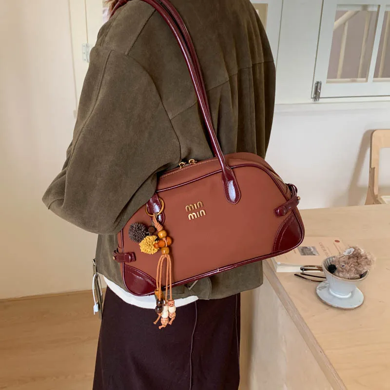 

2025 New Vintage Bowling Bag for Women, Retro Chic Shoulder Crossbody Purse, Spacious Top Handle Tote for Work & Travel​