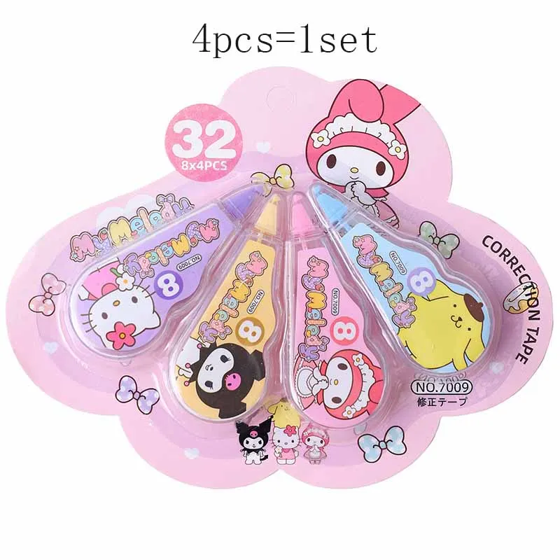 4 Stks/set Kawaii Sanrio Correctie Tape Cartoon Kuromi Melodie Verandering Tape Briefpapier Cadeau Kantoor Schoolbenodigdheden