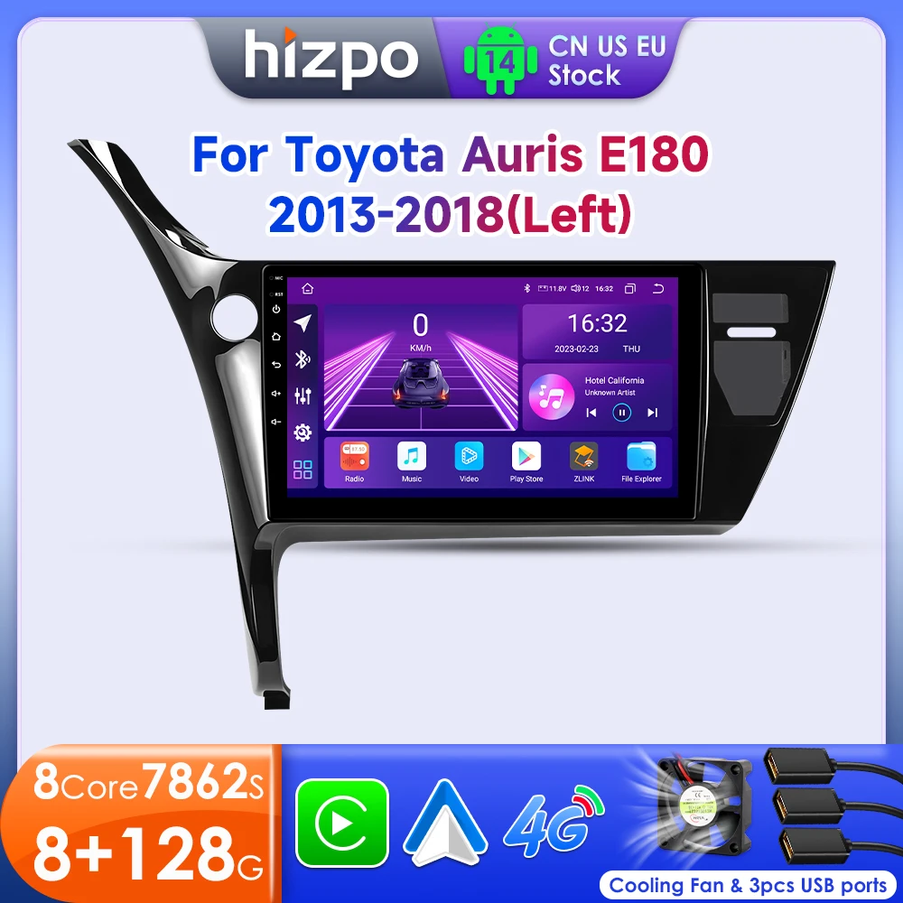 Hizpo 10.1 Inch For Toyota Auris E180 2013 - 2018 Left Hand Driving Android Car Radio Multimedia Player Carplay Head Unit 4G GPS