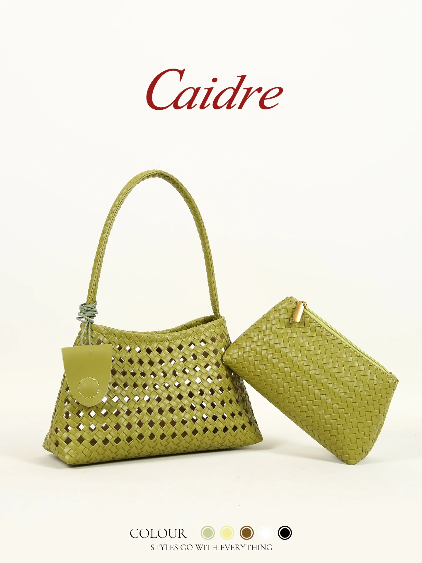 

Caidre Korean Style Commuter Woven Handbag Small Tote Women's Bag 2026 New Single Shoulder Underarm Bag Soft PU Leather