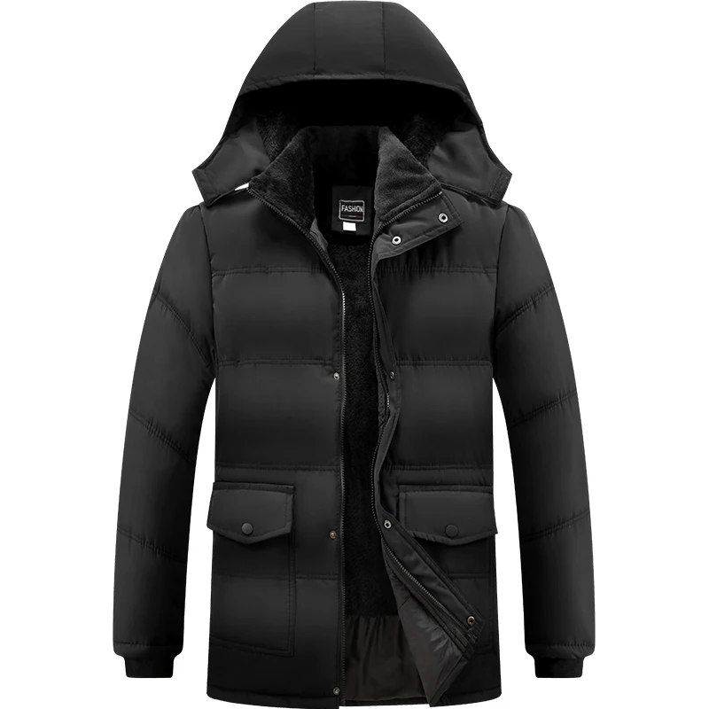 Winter Männer Warme Mit Kapuze Parkas Outdoor Winddicht Casual Männlichen Mantel Hohe Qualität Männer Schwarz Baumwolle Jacke mit Kapuze Verdickt