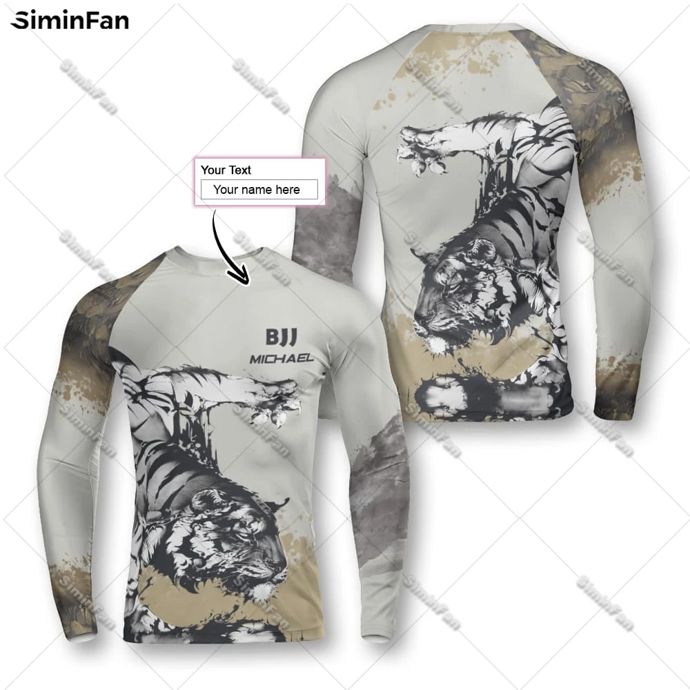 Personalized Brazilian Jiu-Jitsu Dark Tiger 3D Full Printed Mens Long Sleeve Shirts Male Pullover Sweatshirts Unisex Female Top