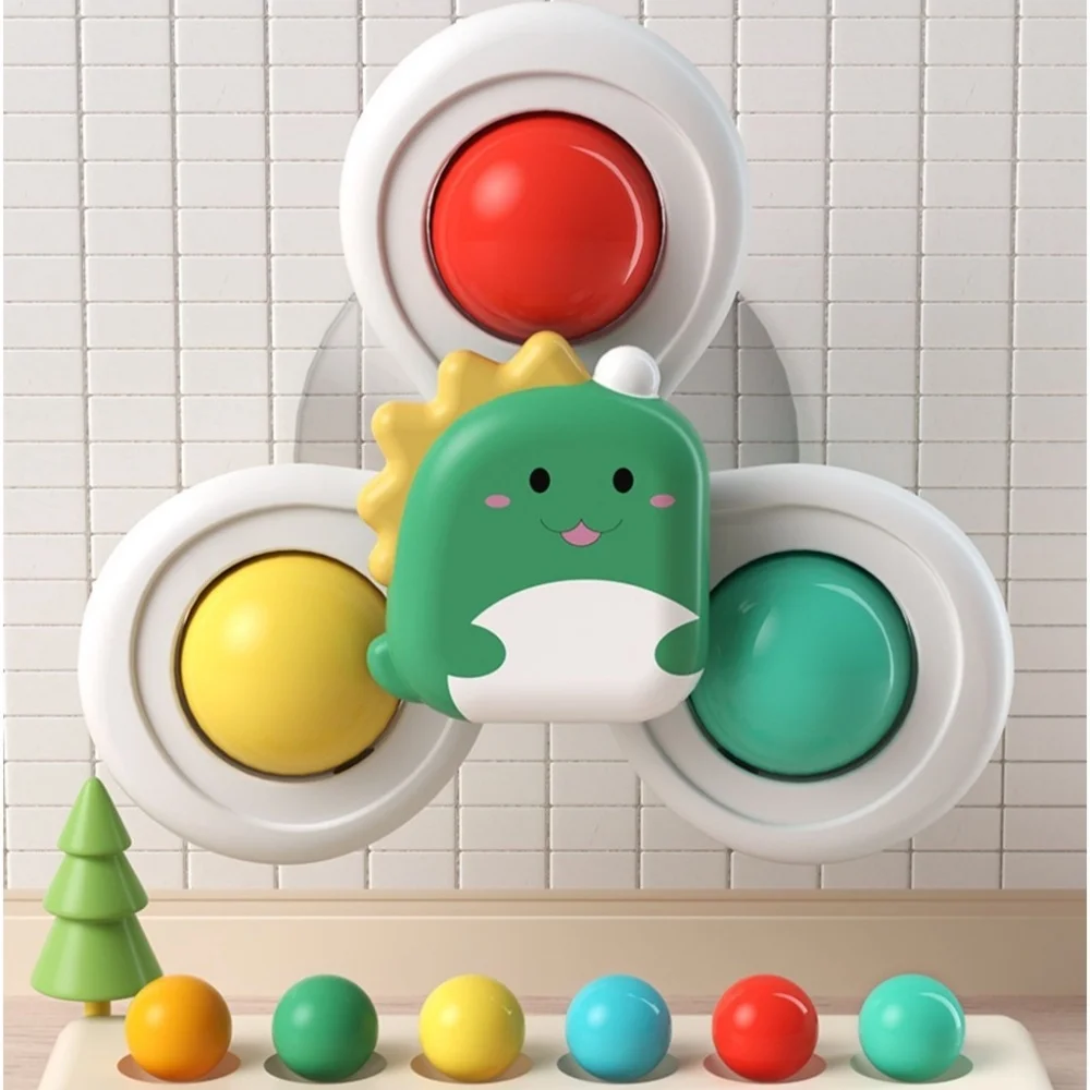 3 PCS Set Suction Cup Spinning Cartoon Animal Spinner Toys For Kids Window High Chair Tray Bath Table Travel for Children Gift