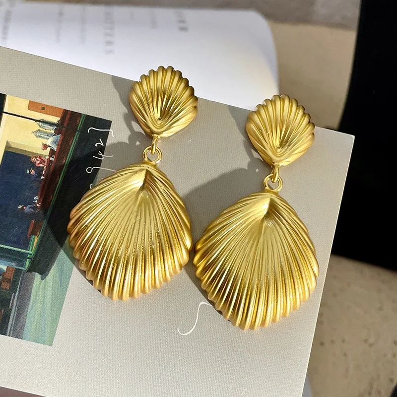 

PAPERPLUS | Women Korean Fashion Stainless Steel Conch Shell Luxury Earrings Charm Exaggerated Sweet Cool Wind Ear Jewelry