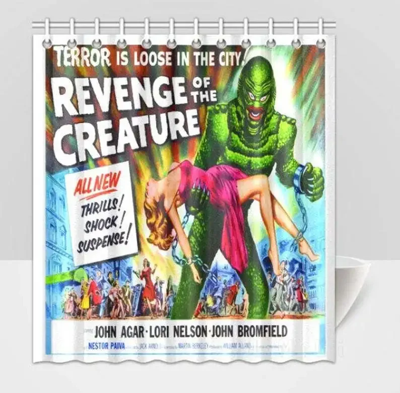 Revenge Of The Creature From The Black Lagoon Horror Movie Poster Scary Shower Curtain