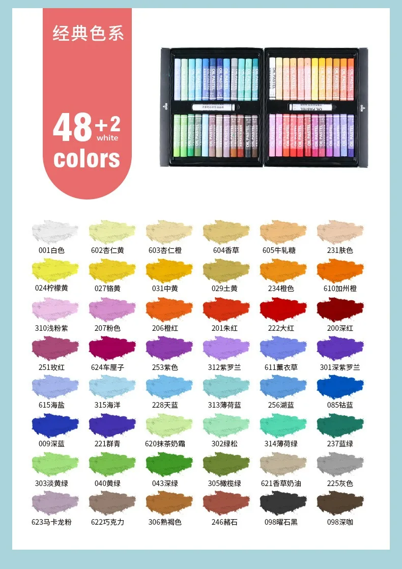 ชุดสีพาสเทลน้ำมันนุ่ม12 ~ 48สีภาพวาดมืออาชีพกราฟฟิตีมาการองศิลปะดินสอสีกลมล้างทำความสะอาดได้