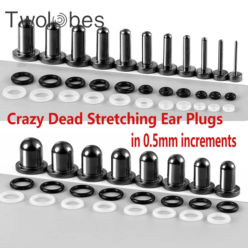 Twolobes 2PCS Ear Expander Tunnels Plugs Surgical Steel Gauges Body Piercing Women Men Small Sizes Septum Bullet Keeper