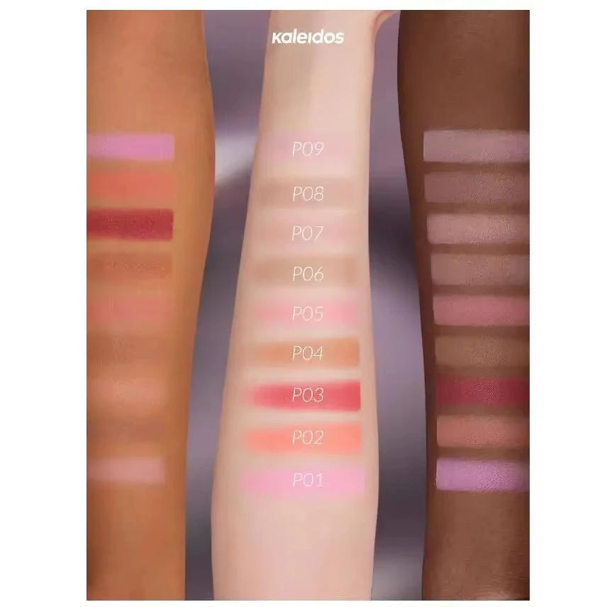 Kaleidos Cara con forma de rubor sin crueldad, contorno y resaltado con color mate y brillante para placa de maquillaje facial con sombra de ojos y mejillas