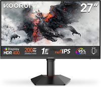 KOORUI  27 Inch Gaming Monitor,200Hz, Fast IPS, QHD 1440P, 1ms, Adaptive Sync, Lifting Adjustable, VESA Mountable, HDMI/DP