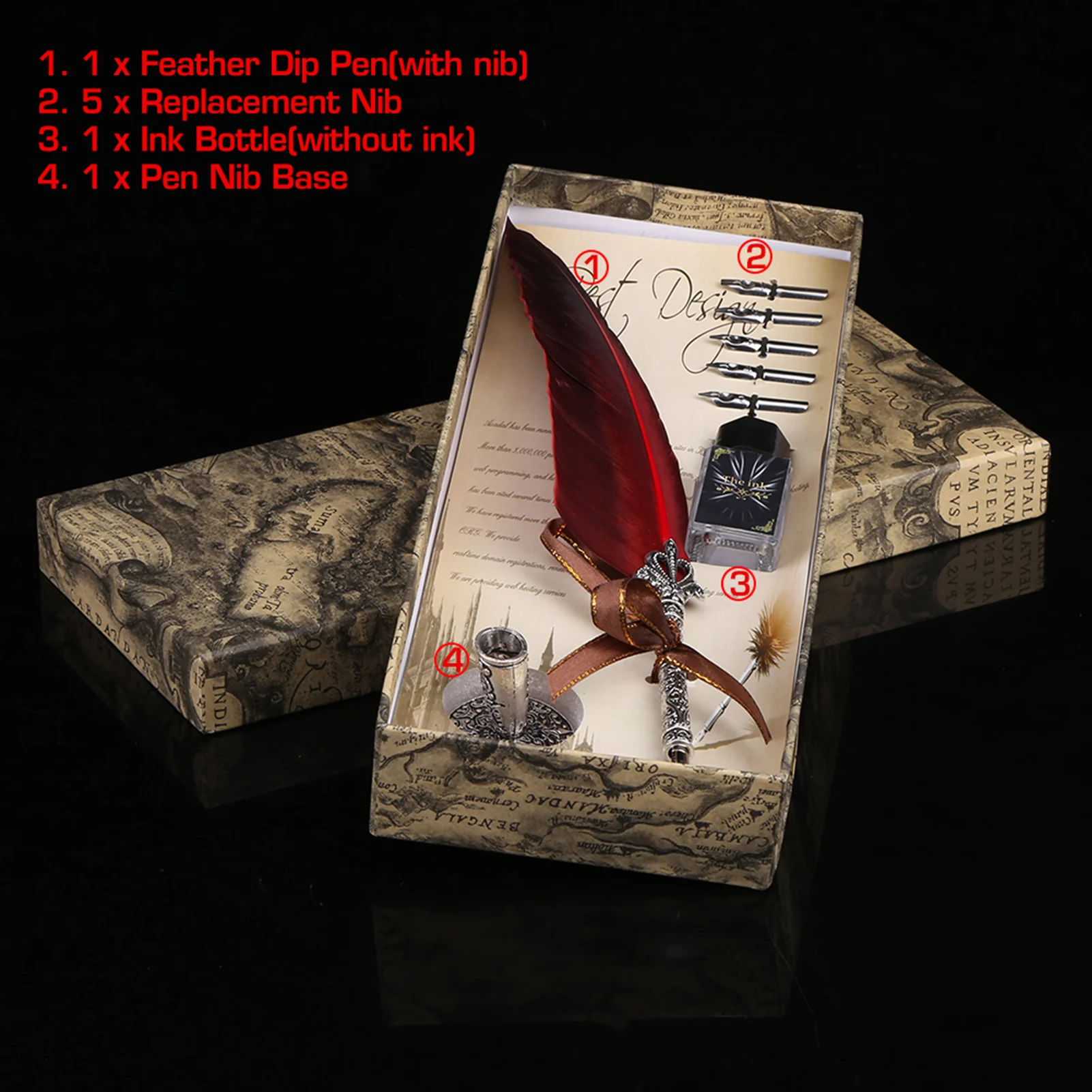 Calligraphie anglaise Dip Quill Pen écriture encre ensemble papeterie boîte-cadeau avec 5 plumes stylo ensemble Quill stylo ensemble plume stylo ensemble Quill
