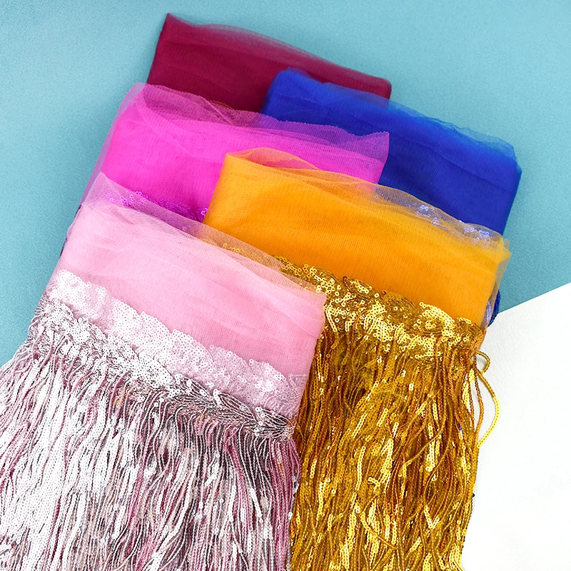 

10Yards 18cm Encryption Sequin Tassel Latin Skirt Decor Tassesl Dress Trimming Stitching Fringe DIY Stitching Lace Accessories