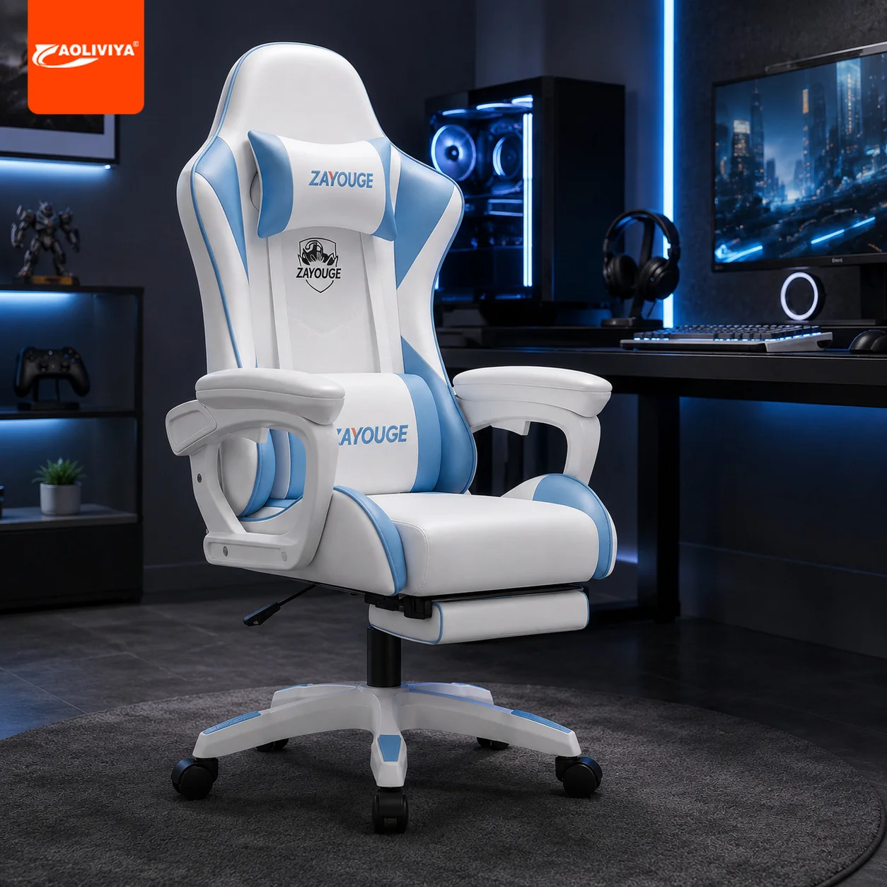 AOLIVIYA Gaming Reclining Office Chair Home Computer Rotating Lifting Backrest Internet Cafe E Sports Game Seat With Footrest