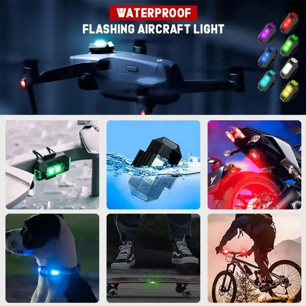 Multipurpose LED Motorcycle Warning Lights Mini USB Indicator Bike Flashing Light Signal Turn Aircraft Strobe Night Drone F1L0