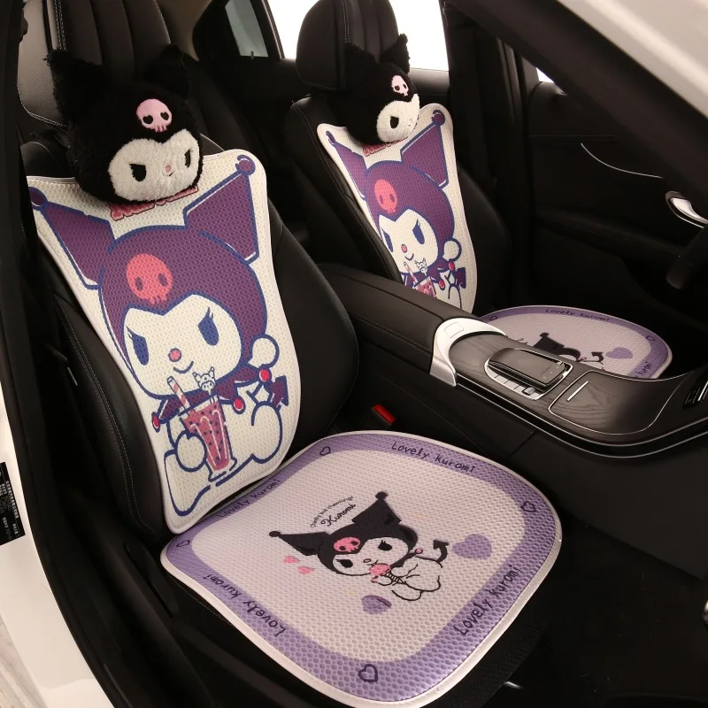 2024 Cute Cartoon Car Seat Cushion Protector Fashion Breathable Ice Silk Car Seat Cushion Cover Anti Slip Interior Accessories