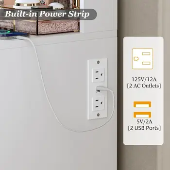 46吋凹槽梳妝台,帶大鏡子和燈,化妝梳妝台,帶玻璃檯面和電源插座,9抽屜梳妝台 8 最佳銷售 抽屜櫃 - №7